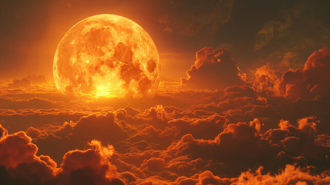 Big Shining Moon in the Dark Clouds