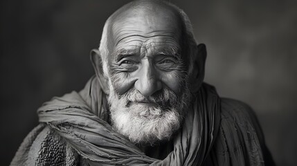 Fototapeta premium Classic monochrome portrait of an old man smiling.
