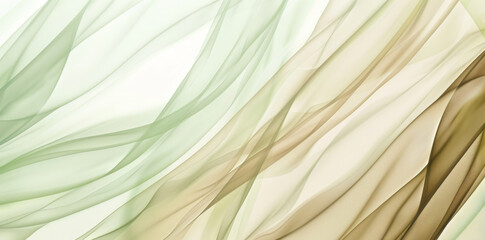 Elegant abstract background featuring a soft blend of green and beige satin waves, conveying a sense of luxury, fluidity, and modern design suitable for various creative projects