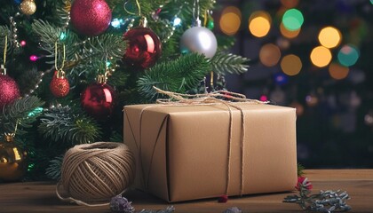 the package in a cardboard box is waiting for its recipient gift delivery lost package