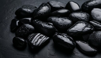 abstract granite pattern on wet black stone realistic coal energy panorama generative ai