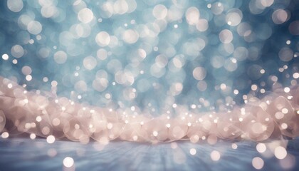 light blue bokeh background with lights and stars in the form of a shaped canvas light white and...