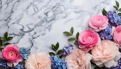 floral background with marble pattern watercolor