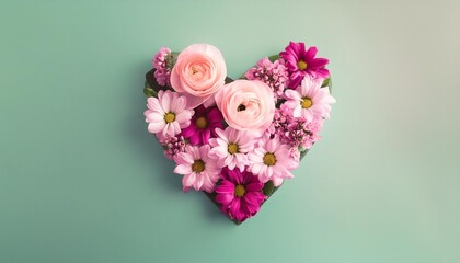 spring flowers blooming out of a heart minimal love concept nature creative idea