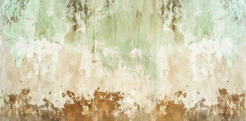Abstract background showing a weathered wall with layers of green and brown paint peeling, revealing a grunge texture perfect for vintage or rustic design themes