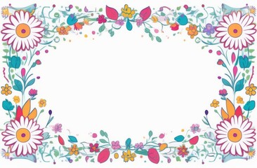 Text frame on a white sheet of paper, colorful frames, birds, balls, berries, threads