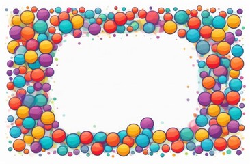Fototapeta premium Text frame on a white sheet of paper, colorful frames, birds, balls, berries, threads
