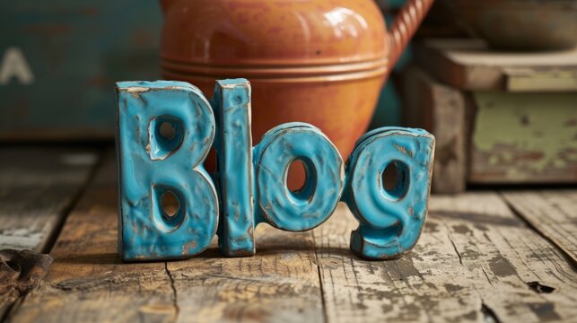 Aquamarine Crystal Blog concept creative art poster.