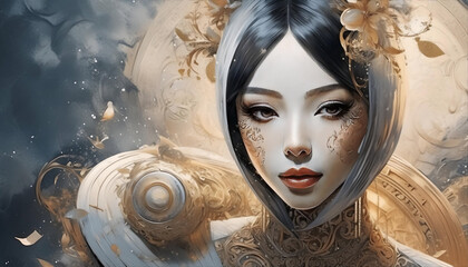 異世界または近未来のサイボーグの女　AI画像　ジェネレーティブAI