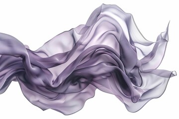 ethereal silk fabric pieces gracefully flying and flowing in the wind artistic 3d illustration isolated on white