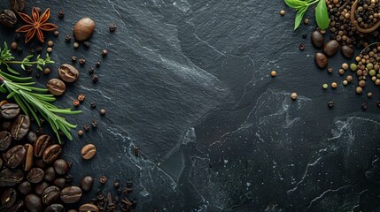 Top View of Coffee Beans on Vintage Concrete Background