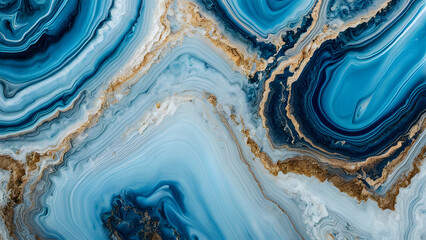 A blue and gold marble wall with a blue and gold swirl pattern