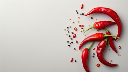 Bold Red Chilli Pepper on White Background, Ideal for Copywriting