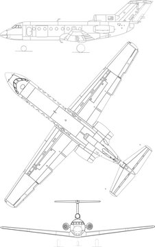 Yakovlev Yak-40 3-view svg vector file.svg