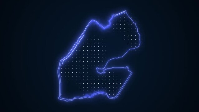 Neon Blue Djibouti Map Borders Outline Loop Background