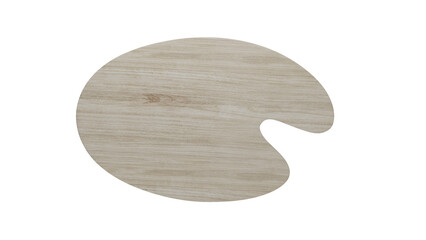 Light wood art or paint palette isolated on transparent and white background. Art concept. 3D render