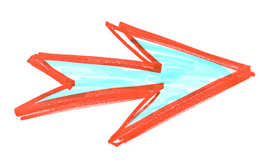 Grunge arrow, red marker isolated on white 