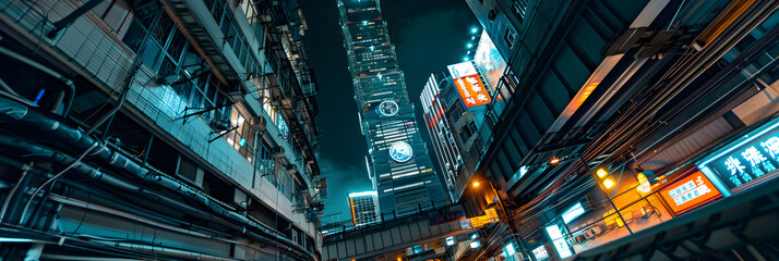 Fototapeta na wymiar Nightfall in the Urban Jungle: Pulse of the City Life Illuminated