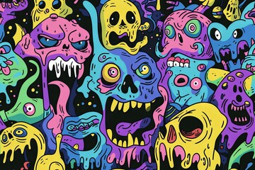 Fototapeta premium abstract psychedelic monster seamless pattern background