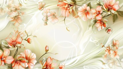 A serene floral digital artwork with warm tones and elegant swirls