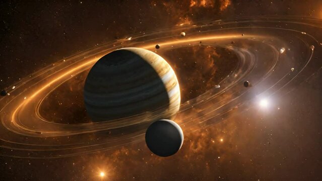 Approaching Our Solar System With All The Planets Scattered Around The Burning Sun Includes Lens Flare Nebular And Star Background And Radiating Solar Flares Texture Maps And Space 