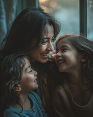 Naklejka premium Laughter with Mom