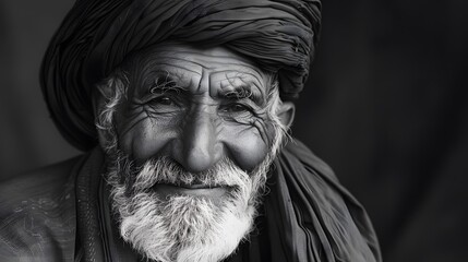 Obraz premium Classic monochrome portrait of an old man smiling.
