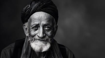 Fototapeta premium Classic monochrome portrait of an old man smiling.