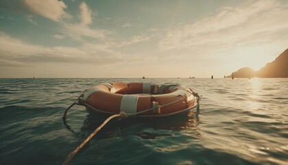 lifebuoy floating at sea generative ai
