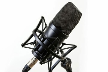 professional microphone isolated on white background audio recording equipment studio product photography