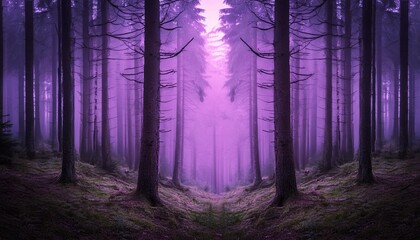 a mystical forest with a purple background