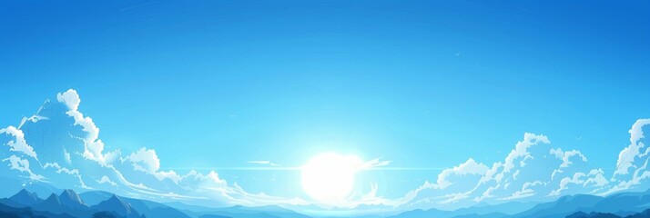 panorama clear blue sky game background cartoon