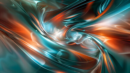 A lively abstract image with smooth, flowing lines and sharp geometric contrasts in turquoise and burnt orange, simulating the clarity of an HD camera