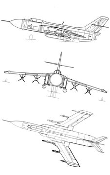 Yakovlev Yak-28-64 3-view-svg vector file