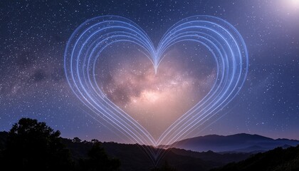 galaxy heart bright light in a space arranged in the shape of a heart romantic magic night love and valentine s day card futuristic universe background with heart