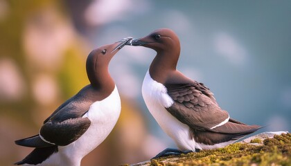 a pair of guillemots common murre uria aalge