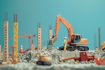 Model of a Construction Site With Construction Equipment