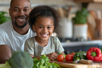 Man and Little Girl in Kitchen