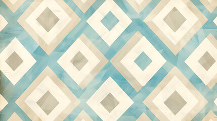 A minimalist geometric pattern wallpaper in soothing blue and beige tones