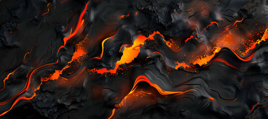 A modern abstract design for wallpaper with crisp, sharp lines in charcoal grey, accented with vibrant neon orange details, resembling an image captured with high-definition photography techniques