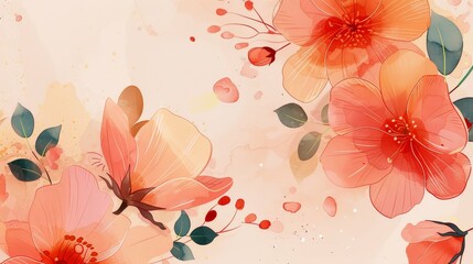 Blossoming warmth elegant flowers in a serene watercolor dance