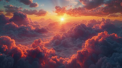 Sun Shining Through Clouds in Sky