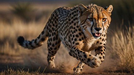 Jaguar runs across the field