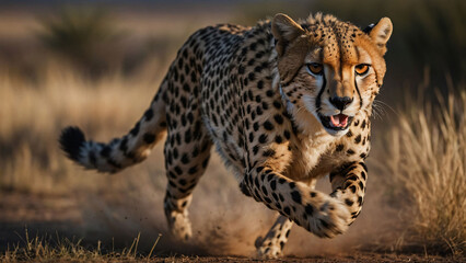 Naklejka premium Jaguar runs across the field