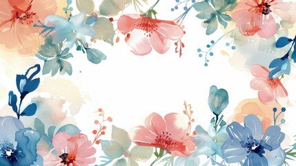 A vibrant watercolor floral border with a space for text in the center