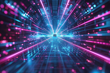 Obraz premium Abstract Background With Neon Lights and Lines