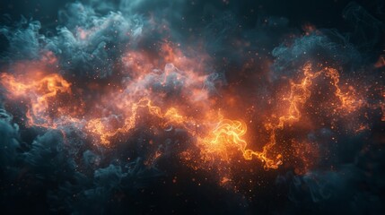 Obraz premium Dark Background With Orange and Blue Smoke