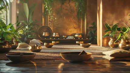 Step into a vinyl-clad meditation room, Tibetan singing bowls harmonizing with the soft crackle of...