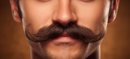 Detailed view of a man with a quirky Movember mustache
