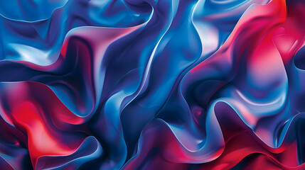Fototapeta premium A sleek abstract wallpaper featuring interlocking geometric shapes and fluid, soft lines in a dynamic mix of cobalt blue and vivid red
